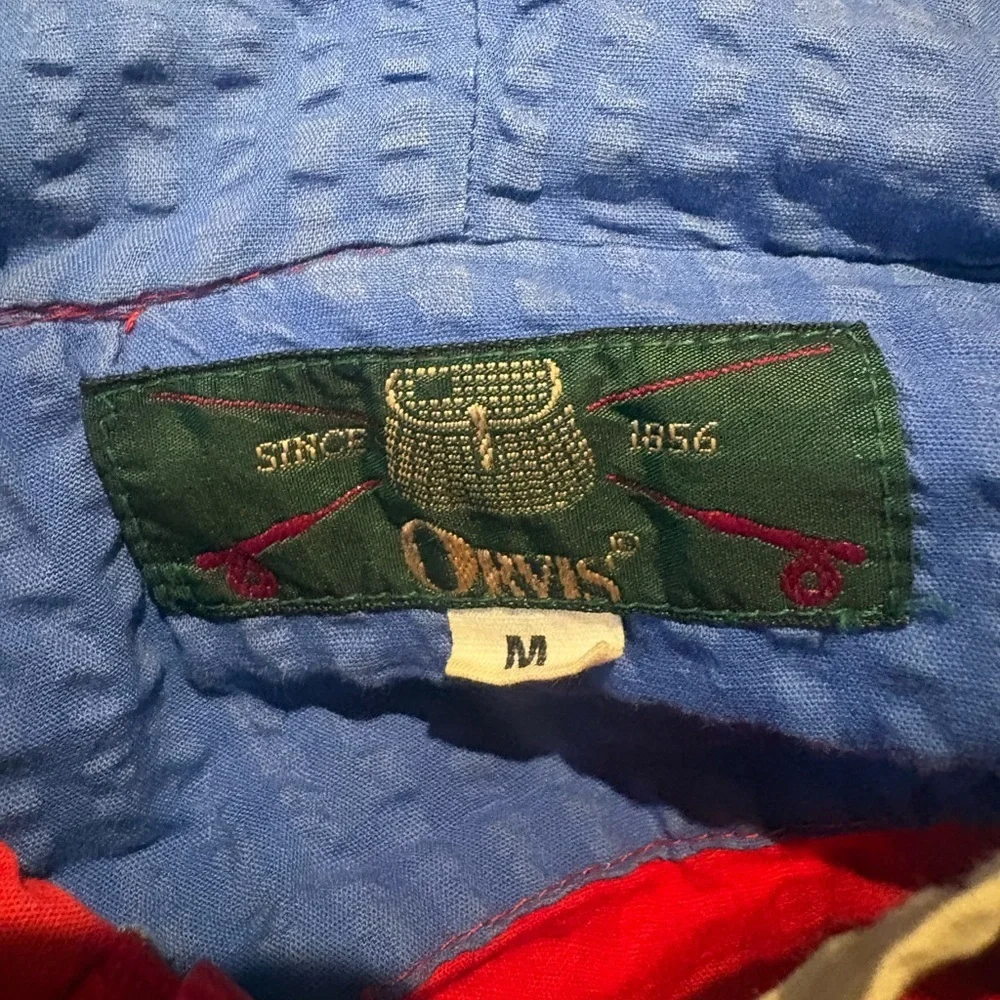 Vintage 90s Orvis Made in USA Red Textured Hooded Jacket Medium